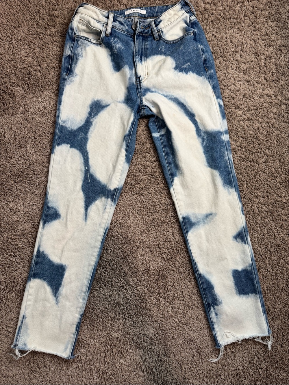 PacSun Blue & White Tie-Dye Boyfriend Jeans